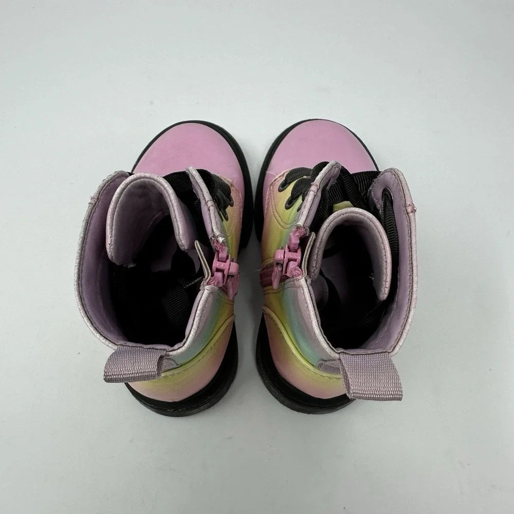 Cat & Jack Rainbow Combat Boots Toddler Girls Sz 7 Lace Zipper‎ Closure